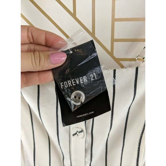 Forever 21 Women's Striped Mini Dress Button Up Size Medium NEW - Picture 6 of 6